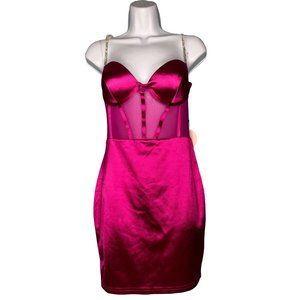 Shero magenta sweet heart diamond spaghetti strap large bodycon dress